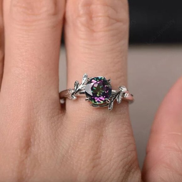 NEW 925 Sterling Silver Mystic Topaz Diamond Ring - Picture 3 of 5